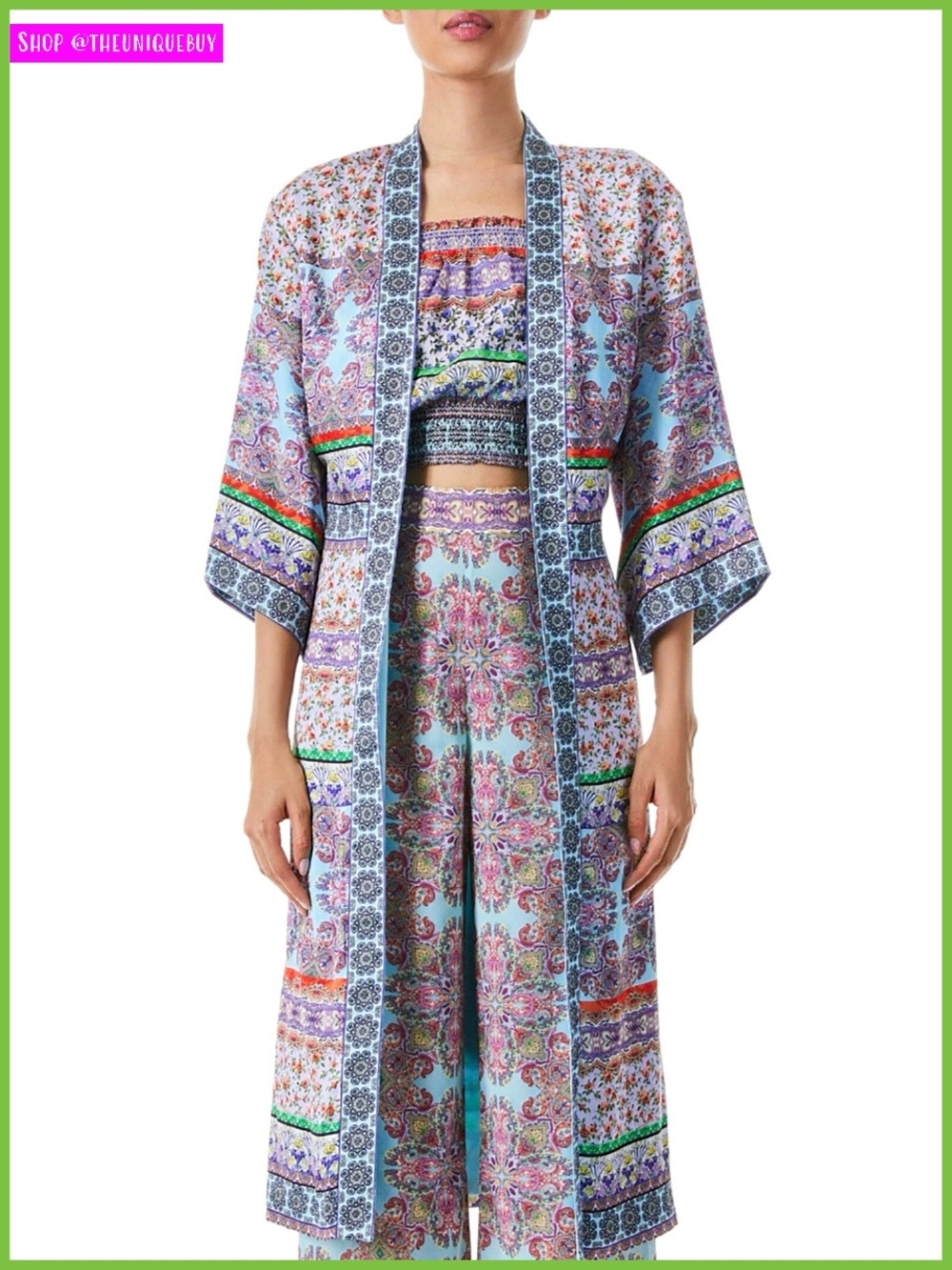 Alice + Olivia Flora Drapey Floral Lavender Purple Blue Kimono Jacket